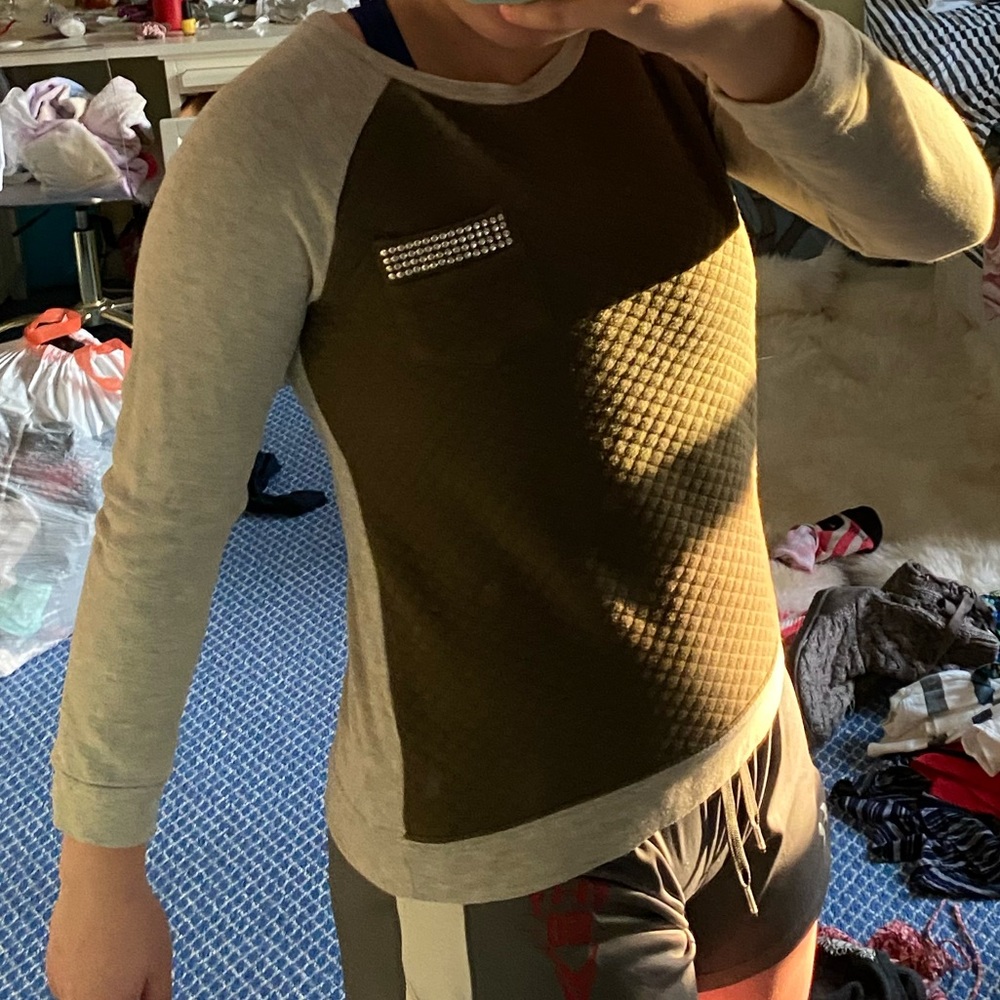 green and gray sweater!